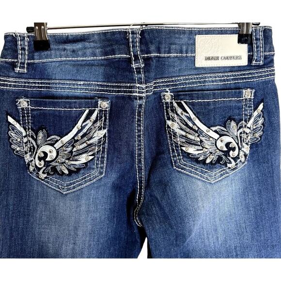 Denim Couture Jeans Women Size 31 Embellishments Zip & Button Closure Angel wing - Picture 6 of 10